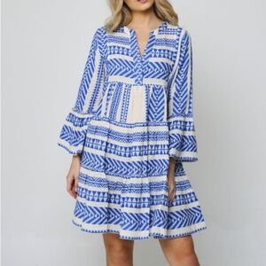 Devotion Twins Zakar Embroidered Mini Dress Size Medium Blue White